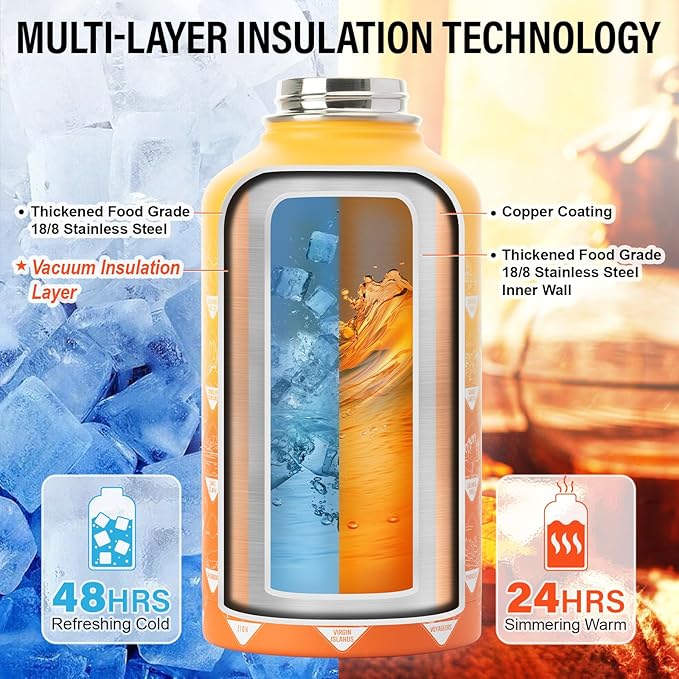 DYSANKY National Parks Water Bottle – 64 oz Insulated Stainless Steel Bottle with 63 Hand-Drawn Park Stickers, Carrier Bag, Strap & Gift Box – BPA-Free – Ideal for Hiking, Camping & Travel