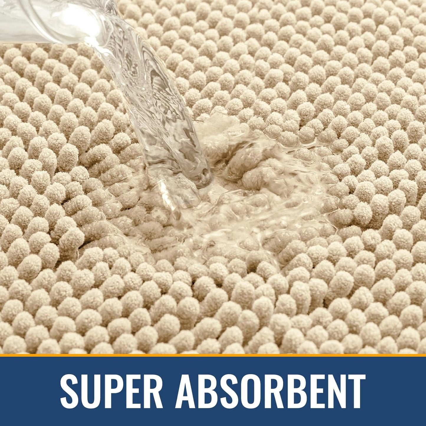 Arotive Bathroom Rugs 40x32, Extra Soft Absorbent Shaggy Chenille Bath Rugs, Machine Washable Rubber Backing Non-Slip Bath Mats for Bathroom Floor Tub and Shower, Home Decor Accessories, Beige