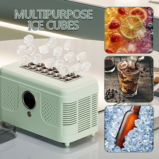 Portable Ice Maker Countertop, Ice Maker Machine with Heat Dissipation Holes, Rapid Ice Making for Milk Tea, Coffee, Juice, Beverages