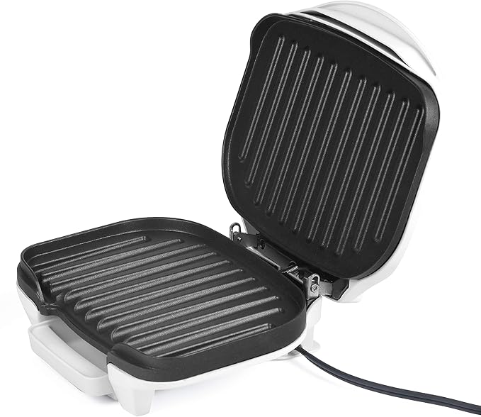 Courant 2-Serving Classic Plate Electric Indoor Grill and Panini Press, Contact Grill Champ, White