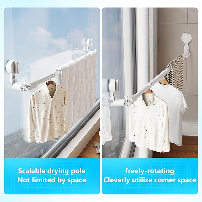 Towel Bar for Bathroom Wall Mounted,Adjustable No Drill Towel Rack,Rustproof Towel Holder,Retractable Drying Rack for Clothes,Space-Saving Towel Hanger for Closet,Bedroom,Balcony,20-34in
