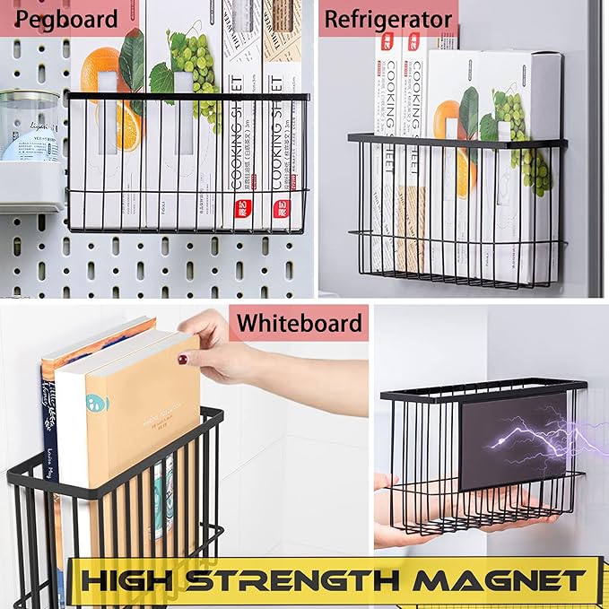 Buyyyit Magnetic Basket Shelf Fridge Bin Holder Laundry Room Organization Home Storage Class Office School