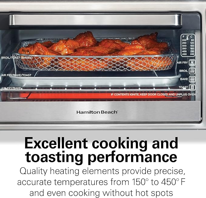 Hamilton Beach® Sure-Crisp® Air Fryer Toaster Oven, 6 Slice Capacity, Stainless Steel Front Panel, R31418 (Renewed)