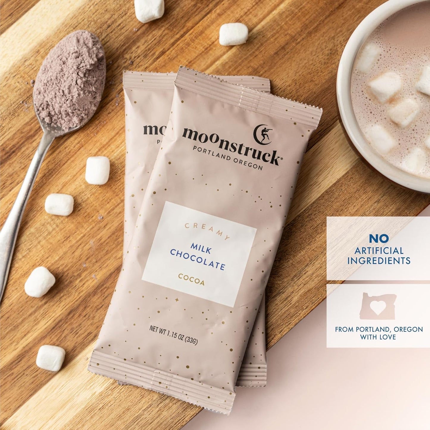 Moonstruck Chocolate Hot Chocolate Mix Variety Pack - Contains 6 Flavors: Milk Chocolate Cocoa, Dark Chocolate Cocoa, Milk Chocolate Cinnamon Cocoa, Mint Chocolate Cocoa, Milk Chocolate Ginger and Turmeric Cocoa, and White Chocolate Horchata Cocoa