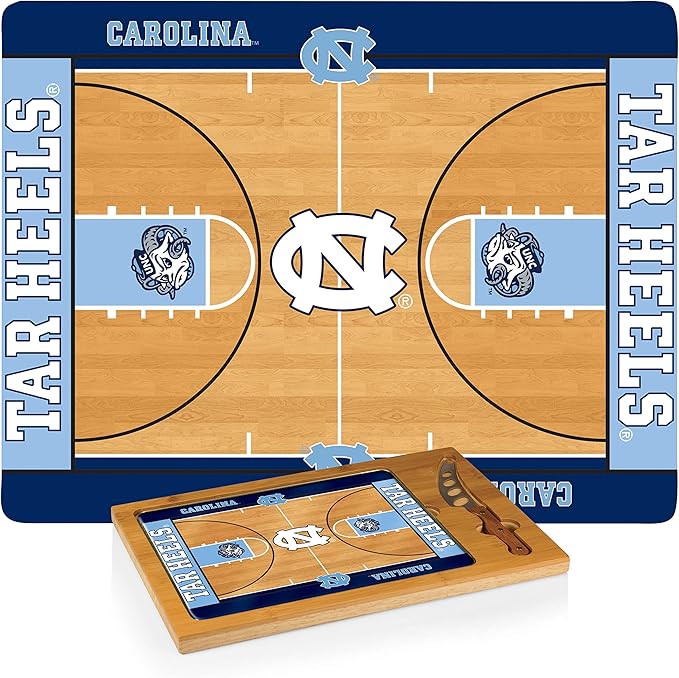 PICNIC TIME NCAA Icon Glass Top Cutting Board & Knife Set, Cheese Boards Charcuterie Boards, Serving Platter, (Parawood & Bamboo)
