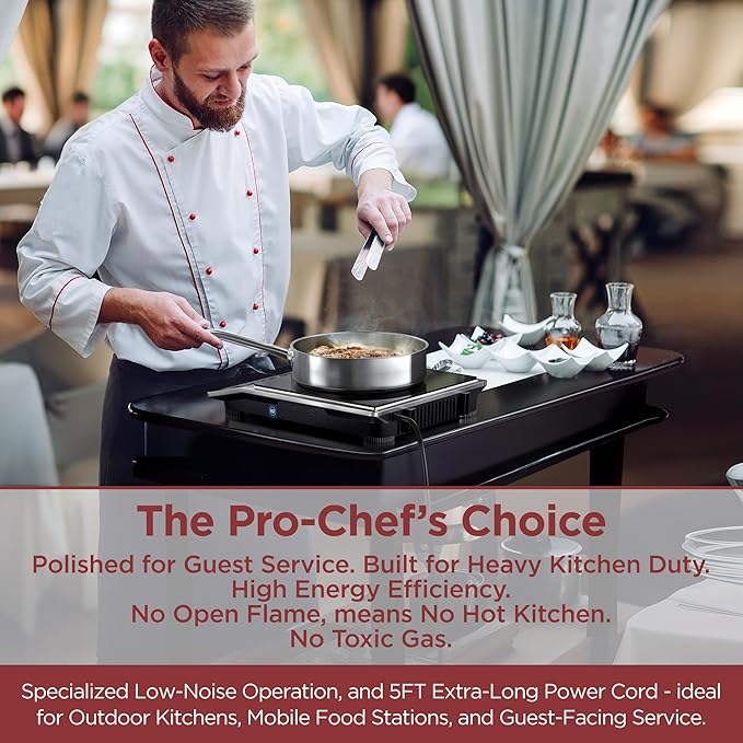 ChangBERT Induction Cooktop NSF Certified Professional Chef Edition Stove, 1800W Commercial Induction Burner with Schott Glass, Large Heating Coil Electric Hot Plate for Restaurant Hotel Food Station