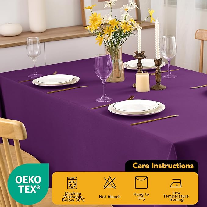10-Pack Purple Tablecloths for Rectangle Tables, 54 x 108 Inches, Stain-Resistant Polyester Fabric for 6 Foot Tables - Washable Table Covers for Weddings, Banquets, Birthday Parties, Events