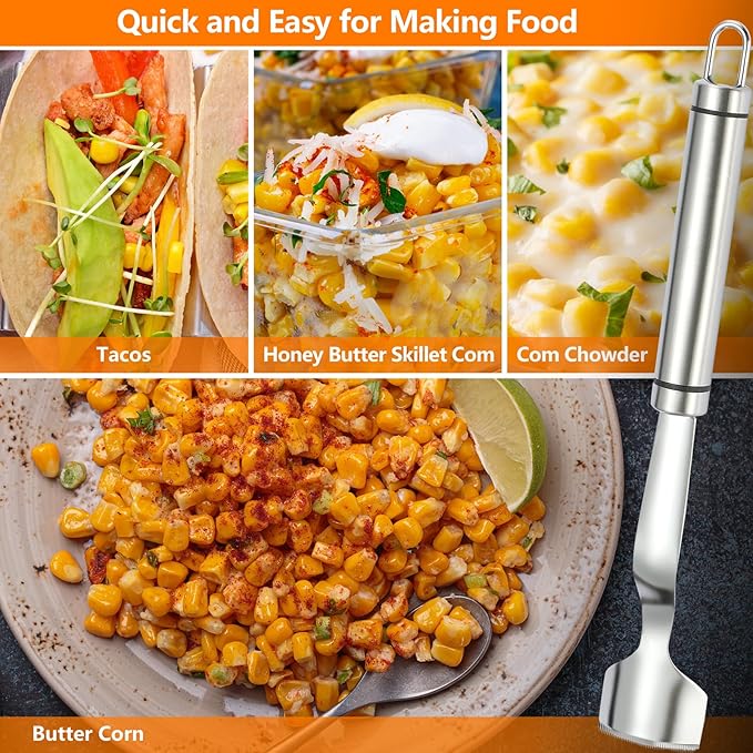 Corn Peeler Corn Cob Remover, Stainless Steel Corn Stripper Tool, Heavy Duty Kitchen Gadget for Removing Corn Kernels from Cobs