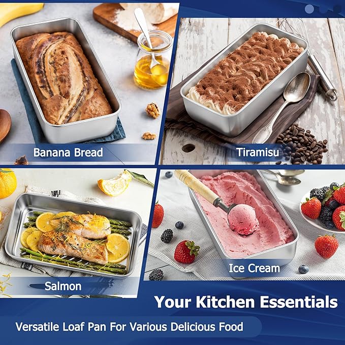 TeamFar Loaf Pans for Baking, 9 x 5 Inch Stainless Steel Loaf Bread Pans Tins for Homemade Bread/Brownies, Healthy & Sturdy, Oven & Dishwasher Safe - Set of 12
