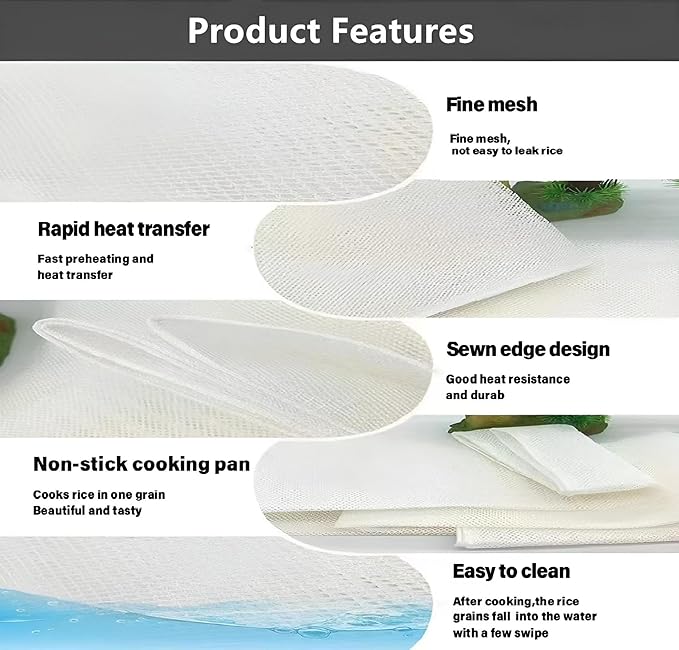2Pcs Rice Net, 45 x 39 inch Sushi Rice Cooking Net,Non-Stick Rice Cooker Napkin,Reusable Home or Commercial Rice Net,Fine Mesh Steam Cloth