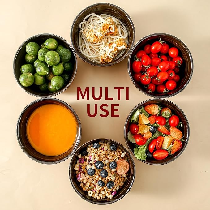 HASENSE 20 Ounces Cereal Bowls, Ceramic Soup Bowls Set of 6, Snack Bowls for Kitchen, Salad, Pasta, Rice, Oatmeal, Microwave & Dishwasher Safe, Red