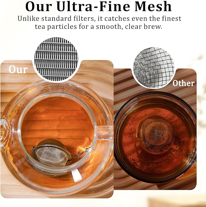 304 Stainless Steel Tea Strainers for Loose Tea Infuser Ball, Extra-Fine Mesh Tea Ball, Tea Holder Loose Leaf Tea Steeper, Tea Diffuser for Rooibos, Black Tea, Herbal & Spices (Large x 2)