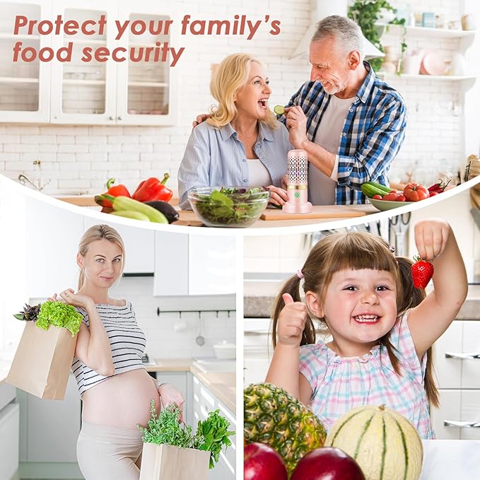 Cudinham Fruit and Vegetable Purifier Cleaner Washing Machine Upgraded Capsule Shape Disinfection OH-ion Purification Technology for Cleaning Veggie Grains Rice Meat Seafood, Pink