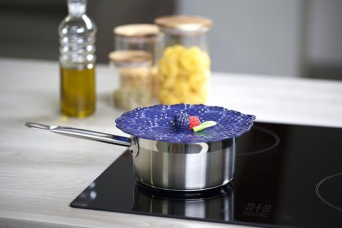 Charles Viancin - Blackberry Silicone Lid for Food Storage and Cooking - 8''/20cm - Airtight Seal on Any Smooth Rim Surface - BPA-Free - Oven, Microwave, Freezer, Stovetop and Dishwasher Safe