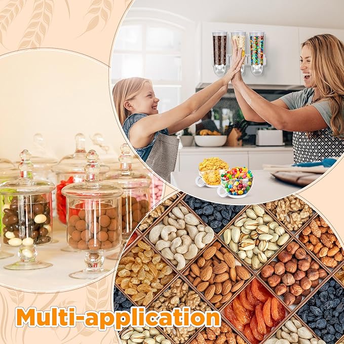 Nitial 2 Pieces Cereal Dispenser Wall Mounted 4.5L Triple Candy Machine Grain Dispenser with Cup Triple Dry Food Snack Wall Mount Cereal Storage Container for Kitchen Food Store Coffee Store (White)