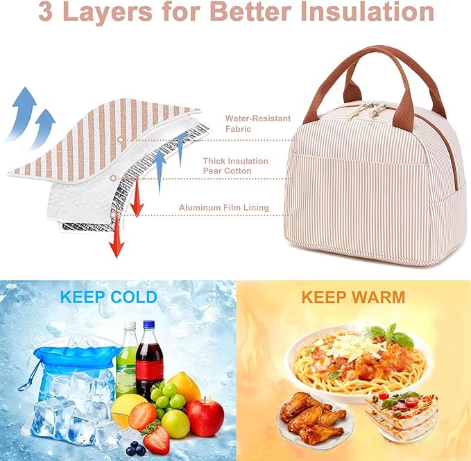 Bluboon Lunch Box for Women Cute Lunch Bag Reusable Insulated Lunch Bags Large Capacity Lunchbox Cooler for Work Picnic or Travel