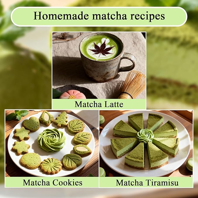 Matcha Whisk Set, Ceramic Matcha Bowl with Whisk & Holder, Bamboo Scoop & Spoon, Scoop Rest, Sifter and Tea Towel- 8 Pcs Matcha Kit for Matcha Lovers (Pink)