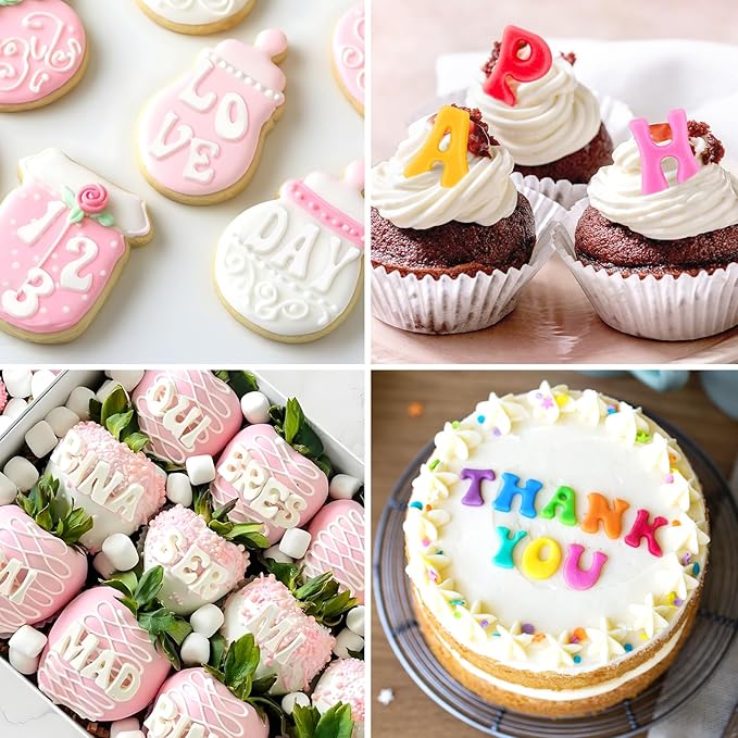 3 PCS Silicone Letter Molds, Non-Stick Number and Letter Fondant Molds for Chocolate, Candy, Cake Decoration, Cupcake Topper