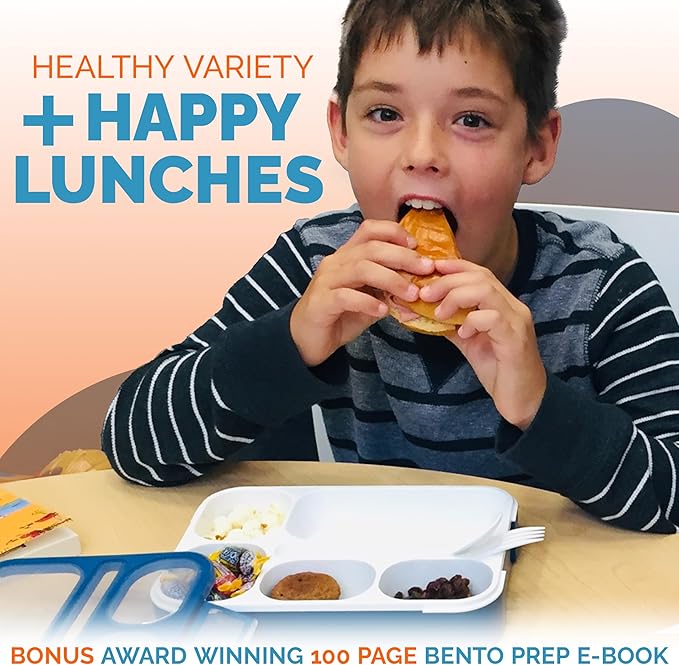 Bento Box Lunch-Box for Kids Adults, Snackle Box Snack Containers for Toddlers Daycare, Leakproof School Bentobox, 6 Section Meal Container for Boys Girls Women Lunches, BPA Free Utensils, Blue