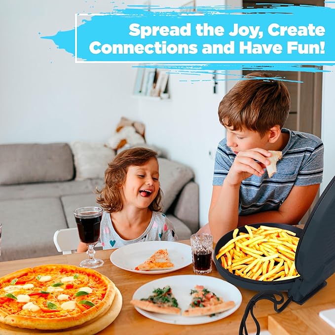 Courant Countertop Pizza Maker 12 inch Pizzas Machine, Newly improved Cool-touch Handle Non-Stick plates Pizza oven & Calzone Maker, Electric Oven for Home or School, 12” Indoor Grill/Griddle, Black