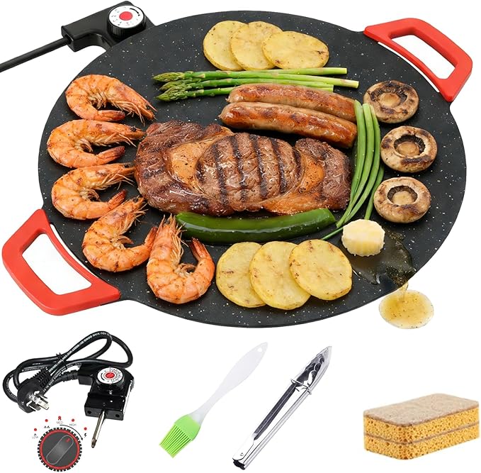 Indoor Smokeless Electric Griddle: 1000W Fast Heating Indoor Grill with 11/14/16" Nonstick Surface, Adjustable Temp Control, Easy to Clean for Steak, Pancake & BBQ (11in)