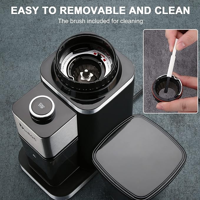 Conical Burr Coffee Grinder, Anti-static Electric Coffee Bean Grinder for Home Use, 48 Adjustable Grind Settings for 2-12 Cups (Black)