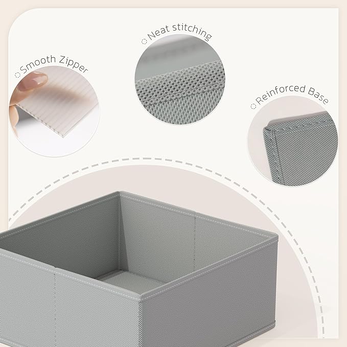Drawer Organizer, 16 Pack Baby Dresser Organizer for Nursery, Foldable Closet Organizers and Storage Dresser Dividers for Clothes, Socks, Scarves, Ties (Gray)