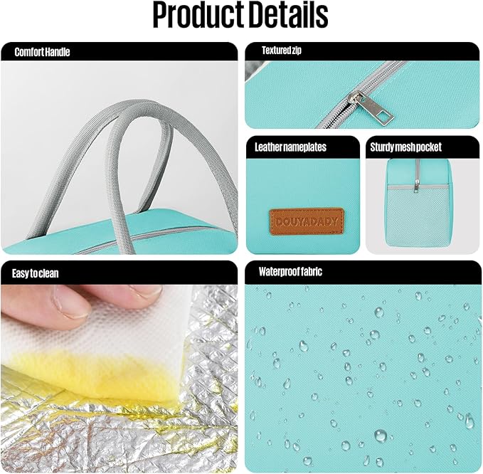 douyadady Lunch Bag Women/Men Lunch Box Women/Men (Cyan)