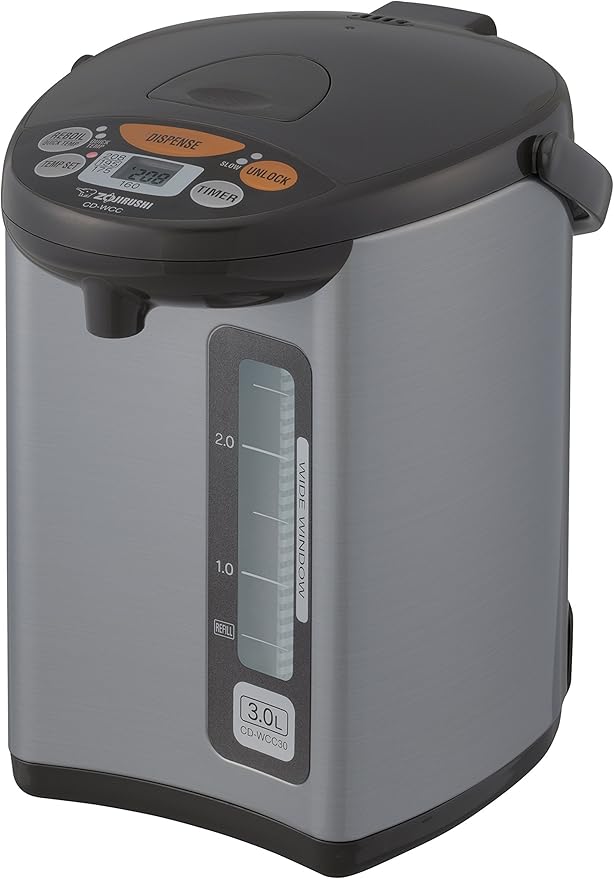 Zojirushi CD-WCC30 Micom Water Boiler & Warmer, Silver & NS-RPC10HM Rice Cooker and Warmer, 5.5-Cup (Uncooked), Metallic Gray