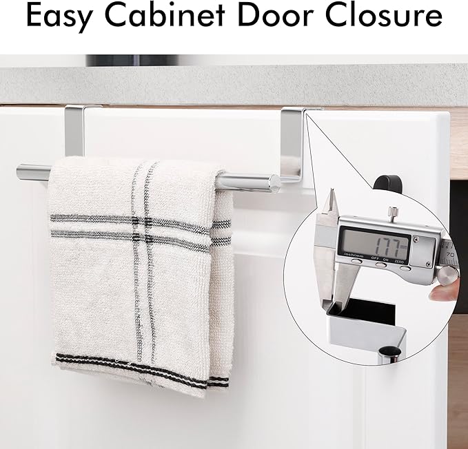 KES Over The Cabinet Door Towel Rack, Kitchen Towel Rack Over Cabinet Towel Bar Towel Holder SUS304 Stainless Steel 2 Pack Polished Steel, KTH200S26-P2
