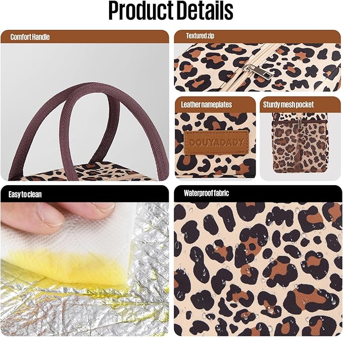 douyadady Lunch Bag Women/Men Lunch Box Women/Men (leopard)