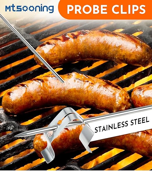 Mtsooning Grill Meat Probe, 2 Pack Temperature Probe with Probe Clip Replacement for Rec Tec Wood Pellet BBQ Grills,Recteq RT-1250, RT-700, RT-590, RT-B380 Bullseye Grill Accessories
