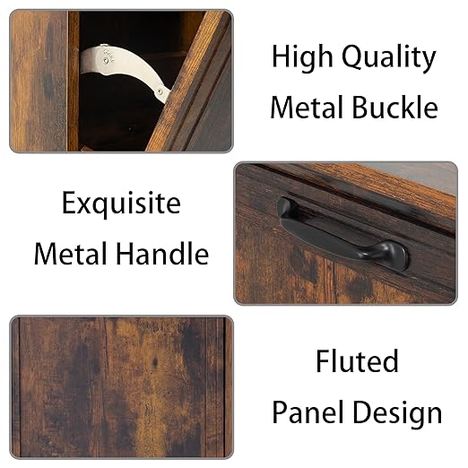 13 Gallons Tilt Out Trash Cabinet, Hidden Trash Can Cabinet Wooden Tilt Out Pet Proof Hidden Trash Bin Cabinet for Kitchen Living Room (Rustic Brown)