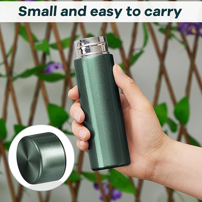 Irenare 5oz Mini Water Bottle Mini Insulated Stainless Steel Bottle Purse Water Bottle Cute Leak Proof Flask Keeps Drink Cold and Hot for Purse Women(Dark Green,1 Piece)