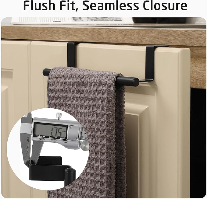 KES Over The Door Towel Rack, Over Cabinet Towel Bar Kitchen Bathroom Towel Holder Storage Dish Towel Holder, Over Cabinet Cupboard Door Towel Bar, Matte Black 2 Pack, KTH500S26-BK-P2