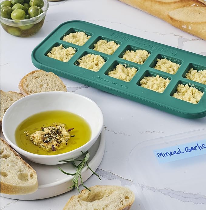 Souper Cubes 2 Tbsp. Silicone Freezer Molds - Perfect for Storing Garlic, Herbs, Ginger, Pesto, Tomato Paste, Lemon Juice, Purees and More - Kale – 1-Pack