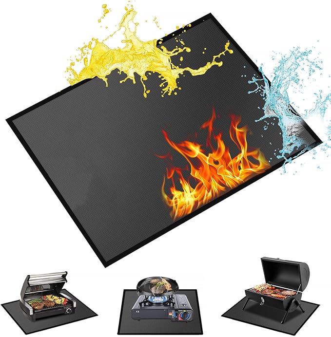48 ×40 inches Under Grill Mats for Outdoor Grill/ BBQ Mat for Under BBQ, Fireproof Mat- Fire Pit Mat -Protector Mat - Oil-Proof Grill Floor Pads - Solo Stove Mat for Deck Patio Outdoor Smokers Grills