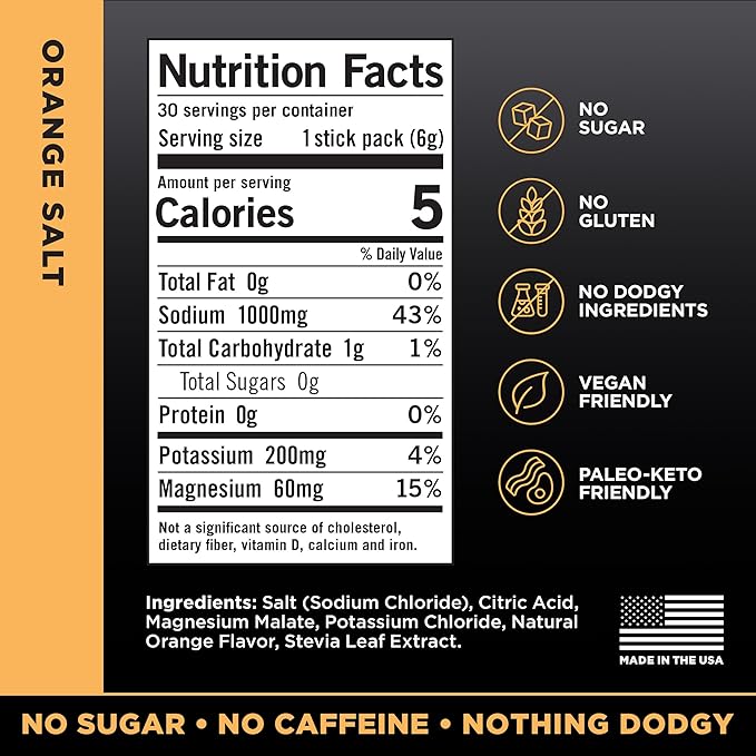 LMNT Zero Sugar Electrolytes - Orange Salt | Drink Mix | 30-Count
