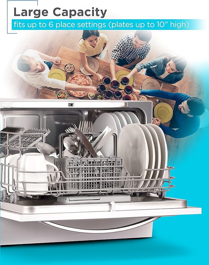 BLACK+DECKER BCD6W 6 Place Setting ENERGY STAR Portable Compact Countertop Dishwasher