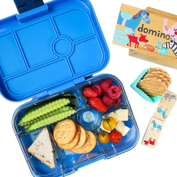 Yumbox Original Leakproof Kids Bento Box – 6-Compartment Tray – BPA-Free, Easy-Clean, Compact Lunchbox for Toddlers to Age 8 – Ideal for School (Surf Blue Rocket)