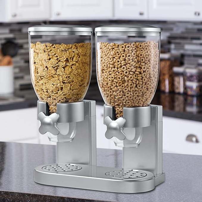 Zevro /GAT202 Indispensable Dry Food Dispenser, Dual Control, Silver