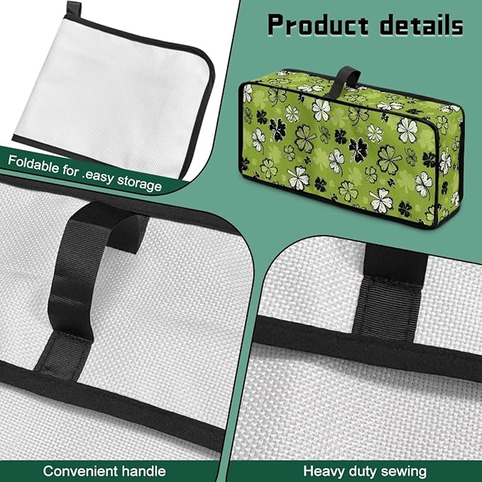 St Patricks Day Toaster Cover 2 Slice Lucky Green 2 Slice Slim Toaster Cover, Heat- Resistant Water Resistant Folding Small Appliance Covers for Modern Home Festival Decor