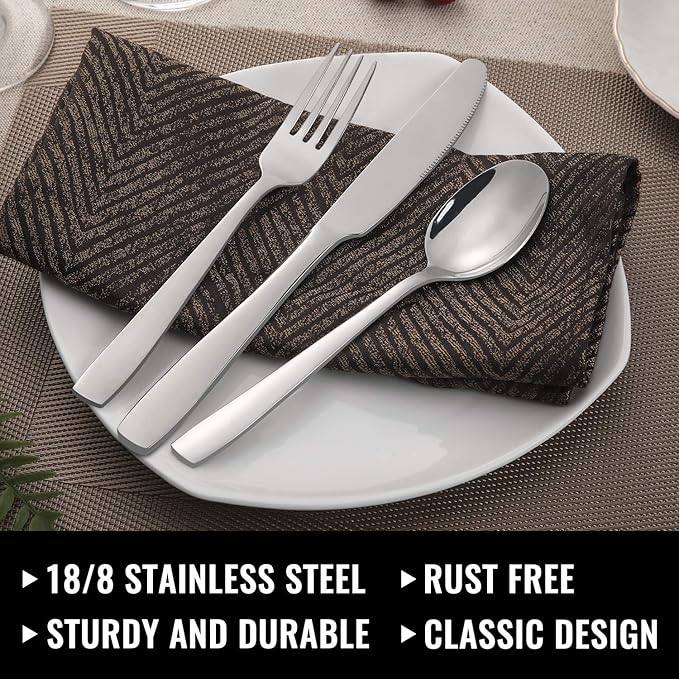 Hiware 72-Piece Silverware Set for 12, Stainless Steel Flatware Cutlery Set For Home Kitchen Restaurant Hotel, Mirror Polished, Dishwasher Safe