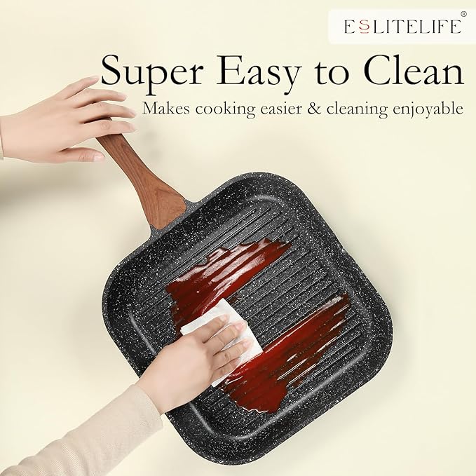 ESLITE LIFE 9.5 Inch Nonstick Crepe Pan and Grill Pan