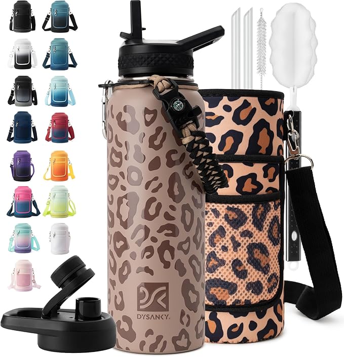 DYSANKY Insulated Water Bottle | Thickened Stainless Steel Vacuum Metal | Portable Sports Water Jug for Gym and Hiking with Straw, Carrier Bag, Handle Strap | BPA-Free 40 oz