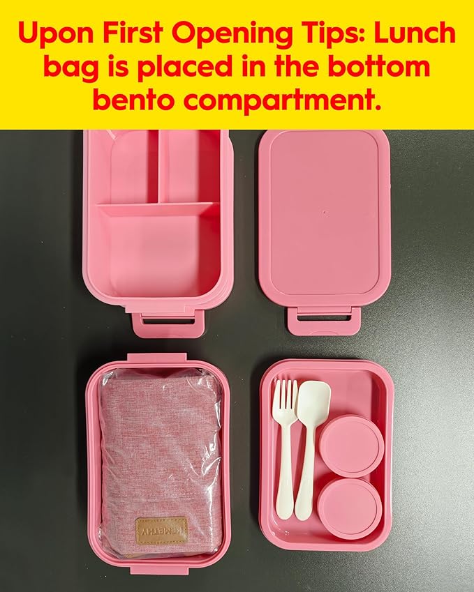 KEMETHY Adults Bento Lunch Box Set with Thermo Bag, 74oz Stackable Leak-proof 3-tiers Bento Box, Built-in Utensil and Sauce Container for Work, School, Dining Out (Green)