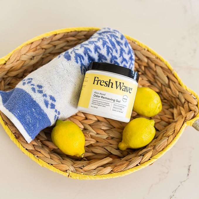 Fresh Wave Lemon Odor Removing Gel, 15 oz., Pack of 4 - Safer Odor Absorbers for Home, Natural Plant-Based Odor Eliminator, Every 15 oz. lasts 30-60 Days, For Cooking, Trash & Pets