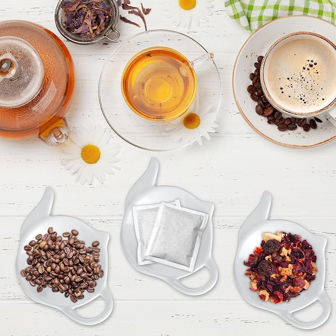 STARVAST Set of 18 Tea Bag Holder for Used Tea Bag, Ceramic Tea Bag Coaster Keep Your Tea Time Tidy and Organized, White