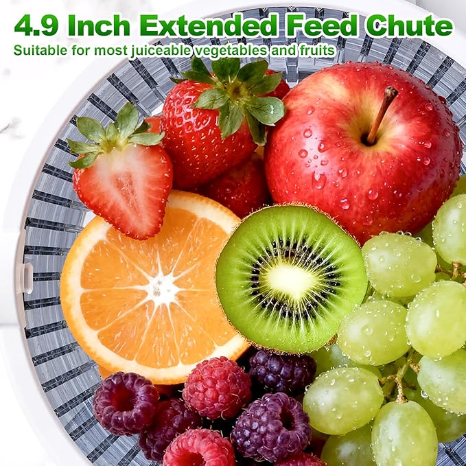 Masticating Juicer Attachment for KitchenAid Stand Mixer, 4.9" Large Feed Chute Fit Whole Vegetables & Fruits, Slow Cold Press Juicer Includes 2 * 32oz Capacity Cups, Juicer Attachment for Kitchen Ai