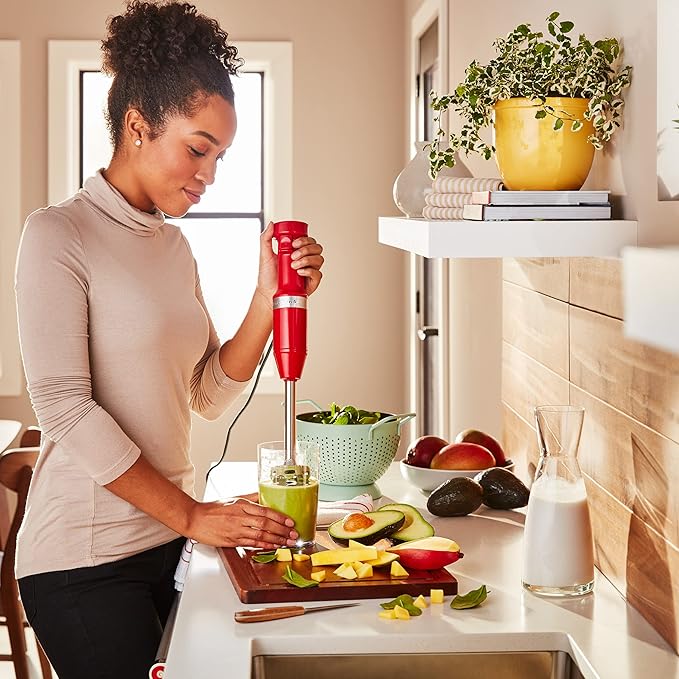 KitchenAid Variable Speed Corded Hand Blender KHBV53, Passion Red